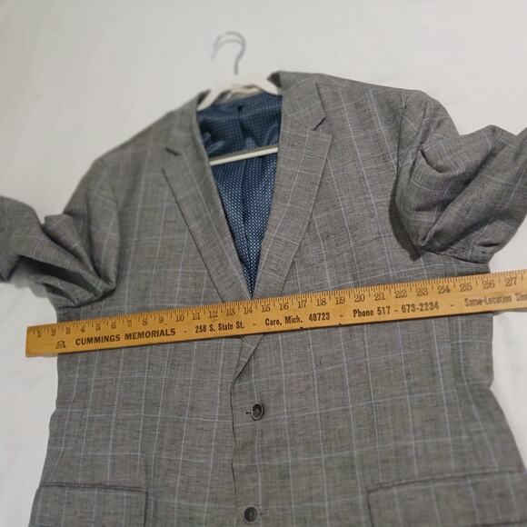 NWOT Joseph Abboud 48L Linen & Wool Grey Window Pane Lined Blazer tailored fit - Picture 12 of 14